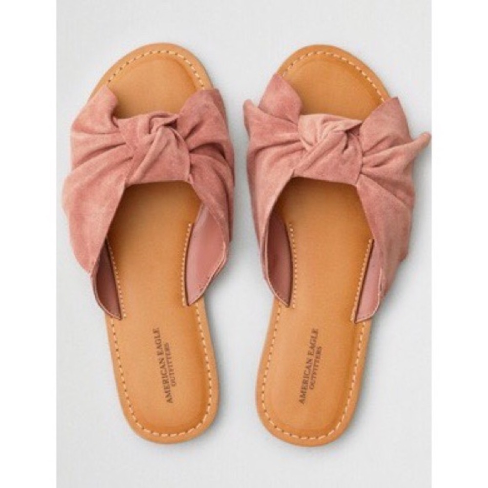American Eagle Mauve Bow Slides